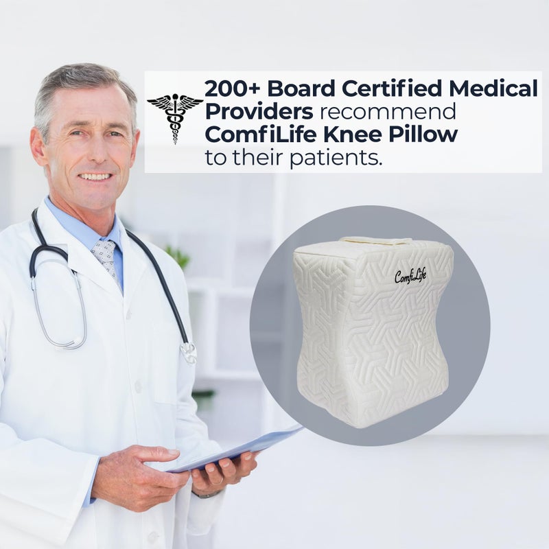 ComfiLife Knee Pillow for Side Sleepers – Cooling Leg Pillow for Side Sleeping – Knee Pillow with Strap for Hip Pain, Back Pain, Sciatica Pain Relief – Memory Foam Hip Pillow Contour Design - Image 3