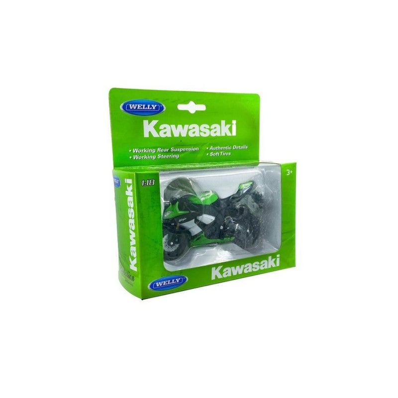 Welly Die Cast Motorcycle Green Kawasaki 2009 Ninja ZX-10R, 1:18 Scale - Image 5