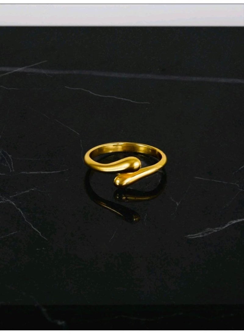 شي إن SHEIN-5pcs Elegant Water Drop Jewelry Set - Alloy Necklace, Bracelet, Earrings, Ring-Chinese Gold - Image 3