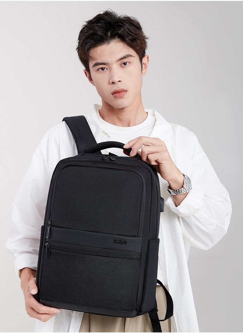 RAHALA - Rl-503 15.6-Inch Laptop Large Capacity Waterproof Business USB Charging Backpack, Black - Image 1