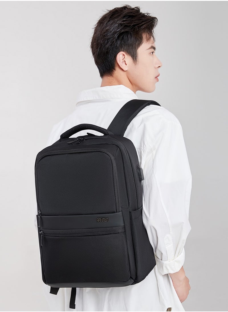 RAHALA - Rl-503 15.6-Inch Laptop Large Capacity Waterproof Business USB Charging Backpack, Black - Image 1