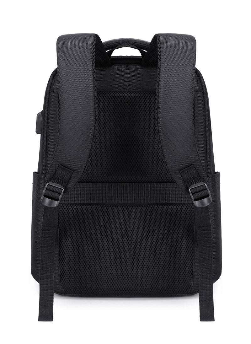 RAHALA - Rl-503 15.6-Inch Laptop Large Capacity Waterproof Business USB Charging Backpack, Black - Image 1