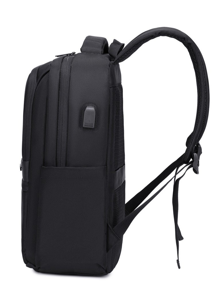 RAHALA - Rl-503 15.6-Inch Laptop Large Capacity Waterproof Business USB Charging Backpack, Black - Image 1
