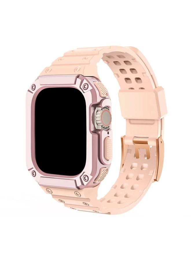 Compatible With iWatch Ultra 1 2 49mm Protective Case And Strap Light Pink Sport Rugged Adjustable Band - Image 1