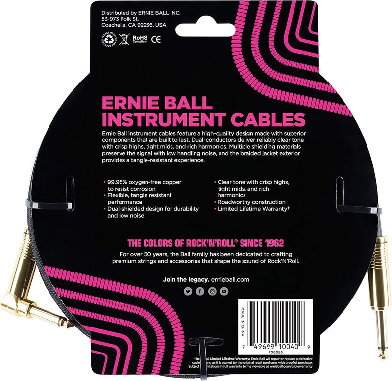 Ernie Ball 18ft Braided Instrument Cable - Image 2