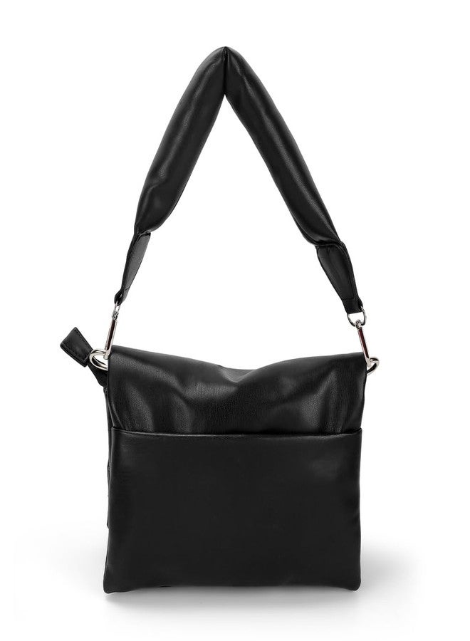 Mochi Women Black Casual Pu Soft Body Magnet Closure Solid Sling Bag With 1 Pocket And 2 Compartments (66-693) - Image 4