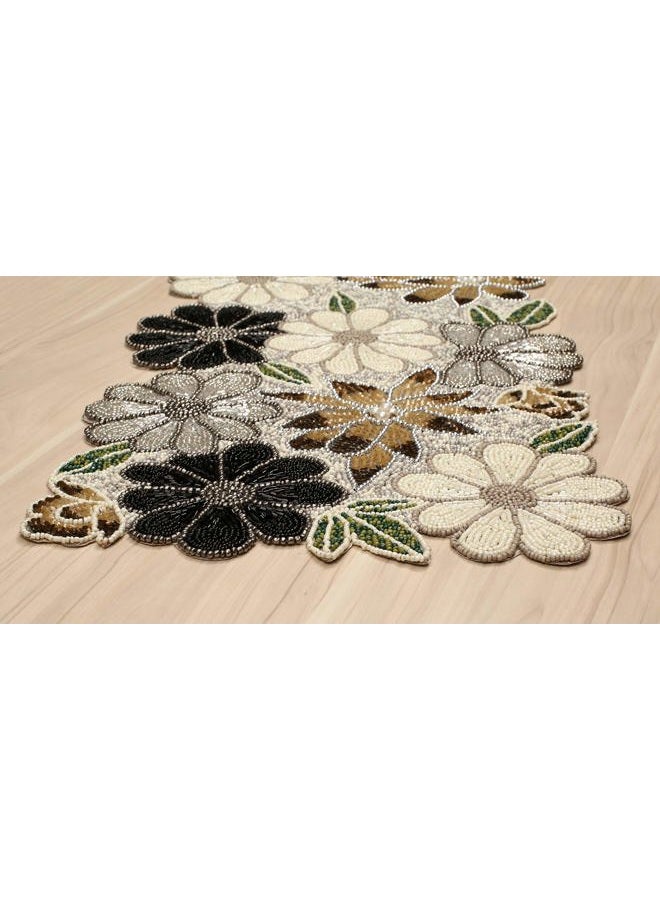 Light & Pro (13x36, Silver Ivory) - Light & Pro Beaded Table Runner 90cm , Glitz Table Runner,Decorative Table Runner,Farmhouse Table Runner,Rustic Bridal Shower Beaded Table Runner,Beaded Christmas Table runner- - Image 2