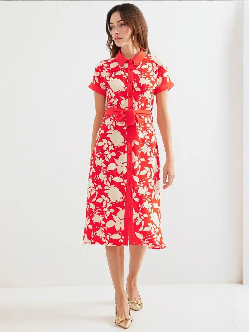 بيغ دارت فستان ميدي مزهر من  بفيونكة