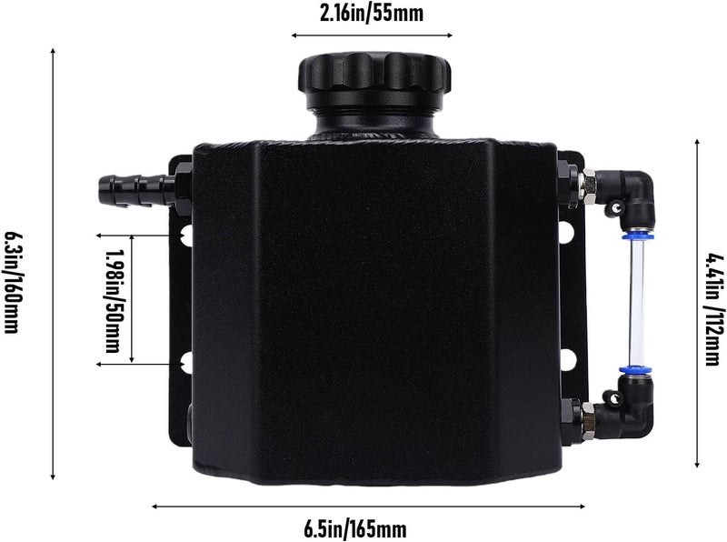 Coolant Overflow Tank, Aluminum Alloy Universal 1L Reservoir Expansion Tank with High Strength and Excellent Thermal Conductivity, for Automotive Cooling Systems Modifications - Image 2