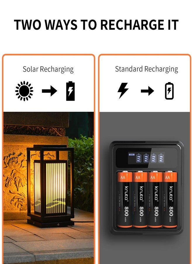 Kruta NiMH Rechargeable AA Batteries, 1.2V 800mAh Rechargeable AA Solar Batteries for Outdoor Solar Lights and Household Devices, Pre-Charged (AA Pack 8) - Image 4