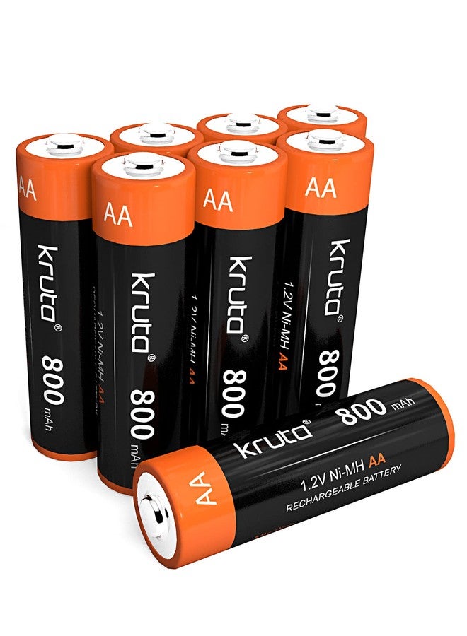 Kruta NiMH Rechargeable AA Batteries, 1.2V 800mAh Rechargeable AA Solar Batteries for Outdoor Solar Lights and Household Devices, Pre-Charged (AA Pack 8) - Image 1