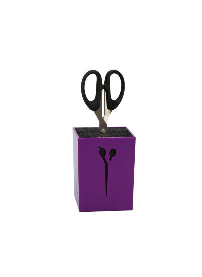 Generic - Salon Scissors Holder Hairdressing Scissors Storage Case Keeper Acylic Hairdressing Combs Clips Desktop Desk Organizer Anti-skid Scissors Storage Box Accessories for Hair Stylist(Purple) - Image 1
