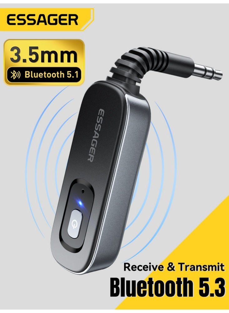 ESSAGER 2-in-1 Bluetooth 5.1 Adapter, Wireless Audio Receiver & Transmitter with Noise-Cancelling Mic, 7-8H Battery for Car AUX, Home Stereo, TV, Gaming, Speakers - Image 1