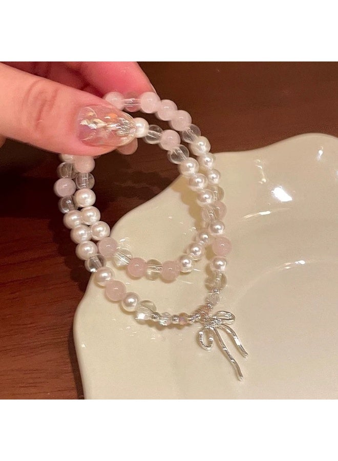 Goolsky سوار خرز زجاجي مزدوج الطبقة مع عقدة قوس – أسلوب صيني جديد مستوحى من الجنيات، مجوهرات بسيطة وناعمة للفتيات والأصدقاء - Image 5