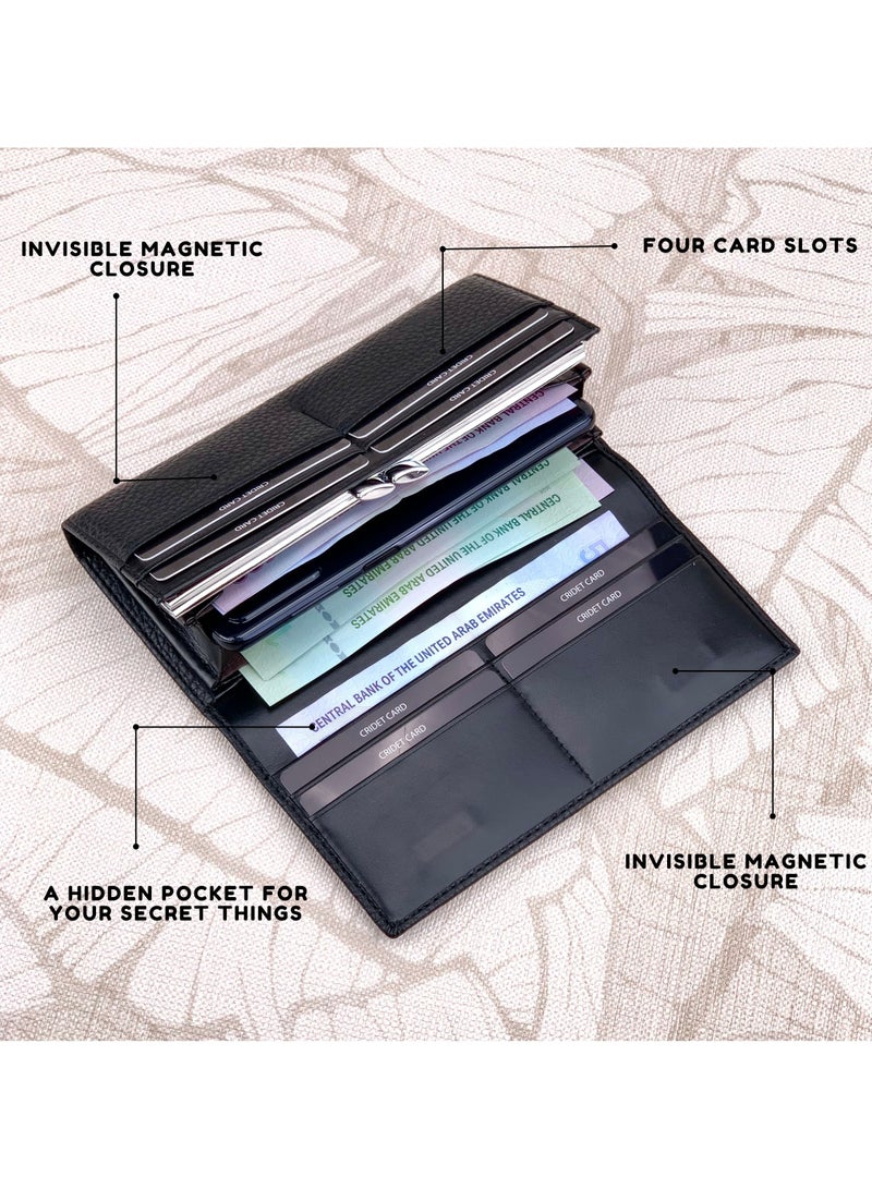 كلاسيك ميلانو - محفظة نسائية أنيقة من الجلد الصناعي مع حافظة بطاقات | محفظة عملات معدنية للنساء | محفظة نسائية نحيفة للاستخدام اليومي والسفر والهدايا - Image 3