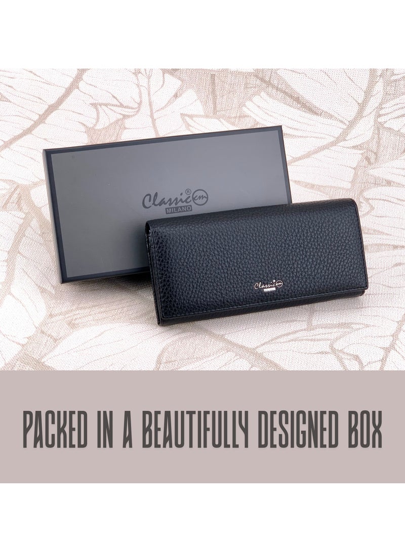كلاسيك ميلانو - محفظة نسائية أنيقة من الجلد الصناعي مع حافظة بطاقات | محفظة عملات معدنية للنساء | محفظة نسائية نحيفة للاستخدام اليومي والسفر والهدايا - Image 5
