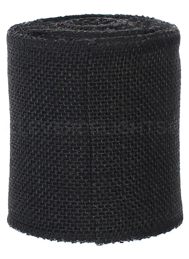 CleverDelights 4" Black Burlap Ribbon Finished Edge 10 Yards Jute Burlap Fabric - Image 3