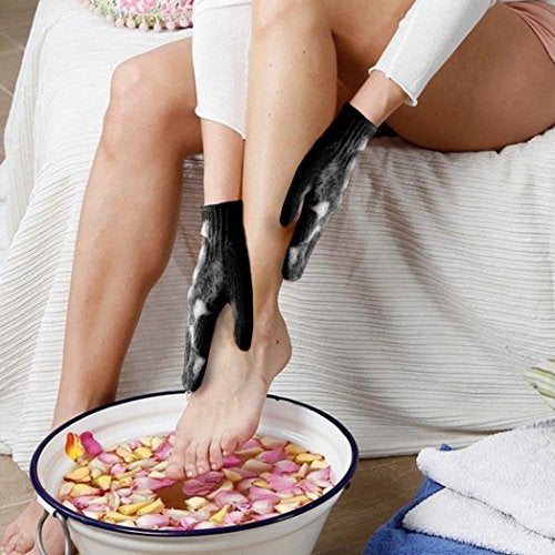 MIG4U Exfoliating Shower Gloves for Bath,6 pairs Premium Nylon Body Wash Bathing Gloves for Men Women Spa, Massage and Skin Scrub, Dead Skin Remover with Hanging Loop, Black, Regular size - Image 4