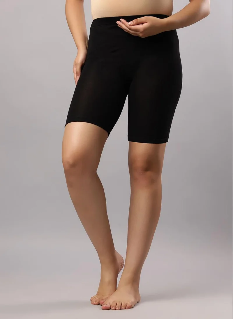 TUMMY Pack of 2 Seamless Maternity Over Belly Support High Waist shorts Panty - Black & Skin