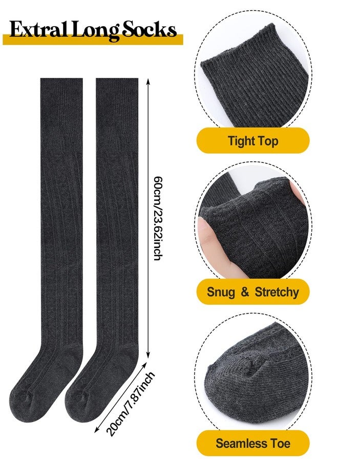 جانميرسي جوارب جانميرسي النسائية المحبوكة الطويلة حتى الفخذ، 6 أزواج، جوارب طويلة مدفأة للساق، جوارب بوت محبوكة، جوارب شتوية طويلة جدًا تصل إلى الفخذ فوق الركبة، جوارب تدفئة ناعمة للساق - Image 5