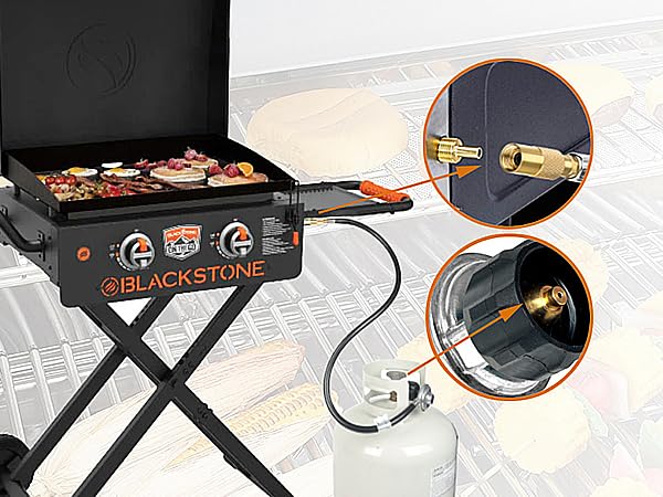 GrillAce Propane Adapter Hose and Regulator for Blackstone 17inch and 22inch Table Top Griddle Connects to 20-lb Gas Grill and Griddle Weather Resistant Corrosion Resistant，Stop Wasting Money (6ft Black) - Image 2