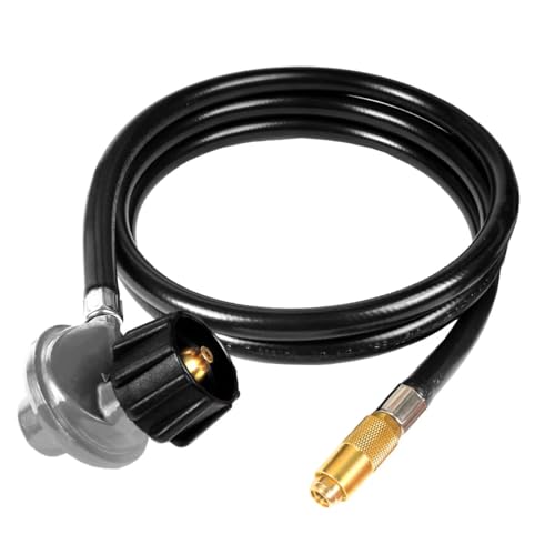 GrillAce Propane Adapter Hose and Regulator for Blackstone 17inch and 22inch Table Top Griddle Connects to 20-lb Gas Grill and Griddle Weather Resistant Corrosion Resistant，Stop Wasting Money (6ft Black) - Image 1