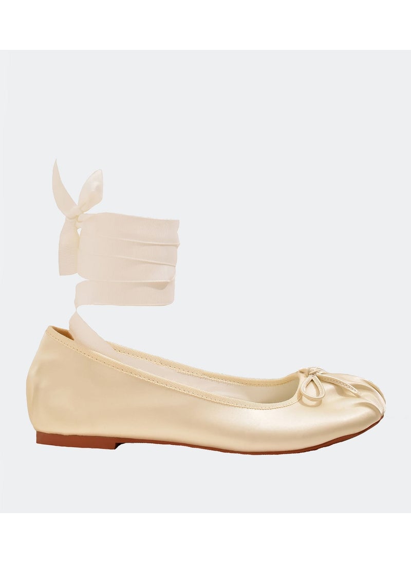 THALIA White Satin Ballerina Shoes  - Image 1