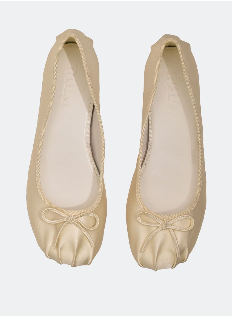 THALIA White Satin Ballerina Shoes  - Image 2