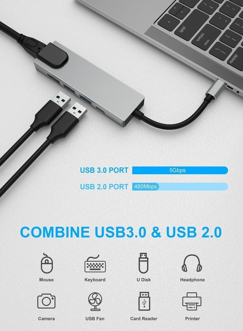 USB C Hub, 8 in 1 Type C Hub Multiport Adapter with 4K HDMI, PD Power Delivery, USB-C, Ethernet, 2 USB, SD/TF Card Reader Compatible with Mac Book Pro XPS and More Type C Devices - Image 4