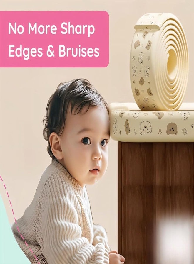 Agabani Baby Safety Corner Guard & Edge Protector Roll Cute Bear Print Soft Cushion Foam Edge Bumper Strip for Table Childproof Protection Tape Flexible Non-Toxic Easy Install (Cream) - Image 4