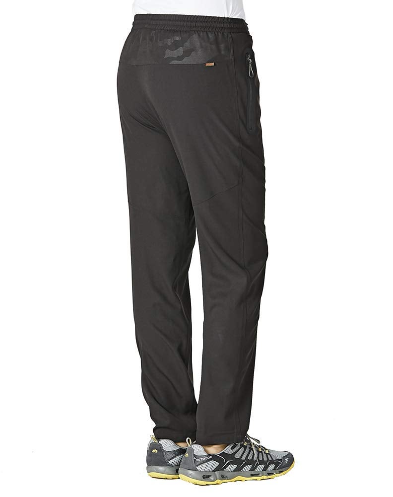 YSENTO Mens Track Pants Quick Dry Lightweight Joggers Athletic Hiking Pants Zipper Pockets Black Size XL - Image 2