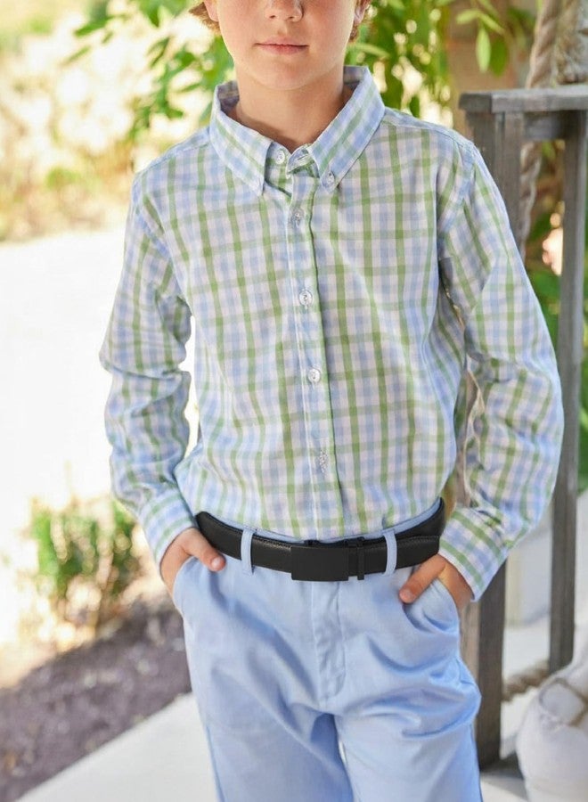 تشاورين حزام أولاد من تشاورين مزود بسقاطة، حزام ملابس أطفال بإبزيم قابل للضغط، حزام جلدي قابل للتعديل للزي المدرسي والسراويل الرسمية - Image 3