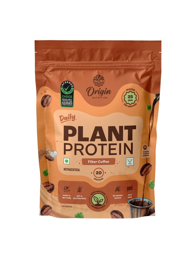 ORIGIN NUTRITION مسحوق بروتين نباتي طبيعي 100% من أوريجن نوتريشن (عزل بروتين البازلاء الأوروبية وبروتين بذور اليقطين) بنكهة قهوة فلتر سهلة الهضم مع 25 جرام من البروتين النباتي، 810 جرام - Image 1