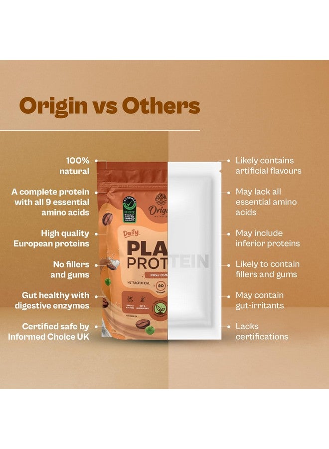 ORIGIN NUTRITION مسحوق بروتين نباتي طبيعي 100% من أوريجن نوتريشن (عزل بروتين البازلاء الأوروبية وبروتين بذور اليقطين) بنكهة قهوة فلتر سهلة الهضم مع 25 جرام من البروتين النباتي، 810 جرام - Image 5