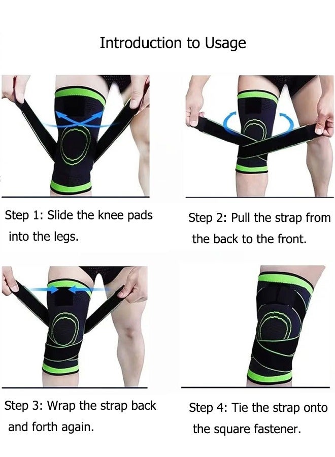 Loquat 2-Piece Knee Brace Compression Knee Sleeve for Men  Women Knee Pad Support Running Cycling Basketball with Adjustable Strap Wrap - Image 4