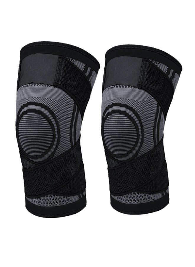 Loquat 2-Piece Knee Brace Compression Knee Sleeve for Men  Women Knee Pad Support Running Cycling Basketball with Adjustable Strap Wrap - Image 1