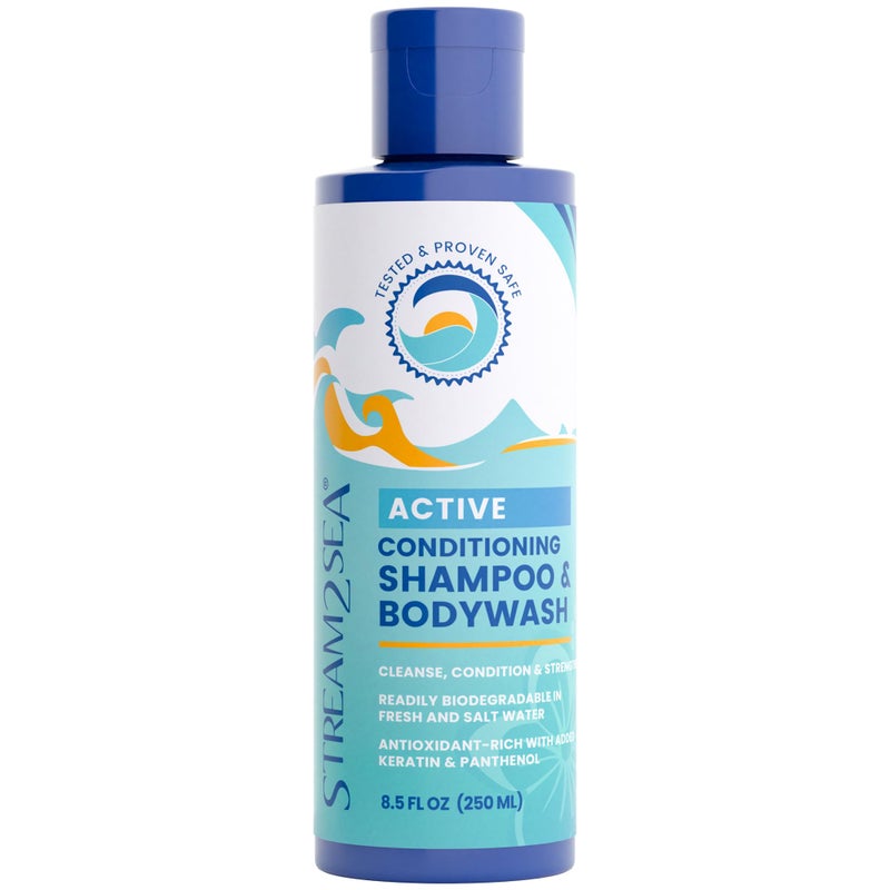 STREAM 2 SEA Non Toxic Shampoo and Conditioner, Body Wash 3 in 1 for Swim - Reef Safe Swimmers Shampoo for Men, Women or Kids - All Natural Organic Shampoo and Conditioner Set with Biodegradable Soap for Camping - Image 1