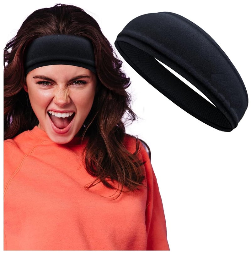 PAROPKAR 3-Pack Head Band for Men, Sport Sweatbands for Running Fitness Yoga Cycling, Sweat Wicking Non Slip for Unisex (Black Light Grey White) - Image 2