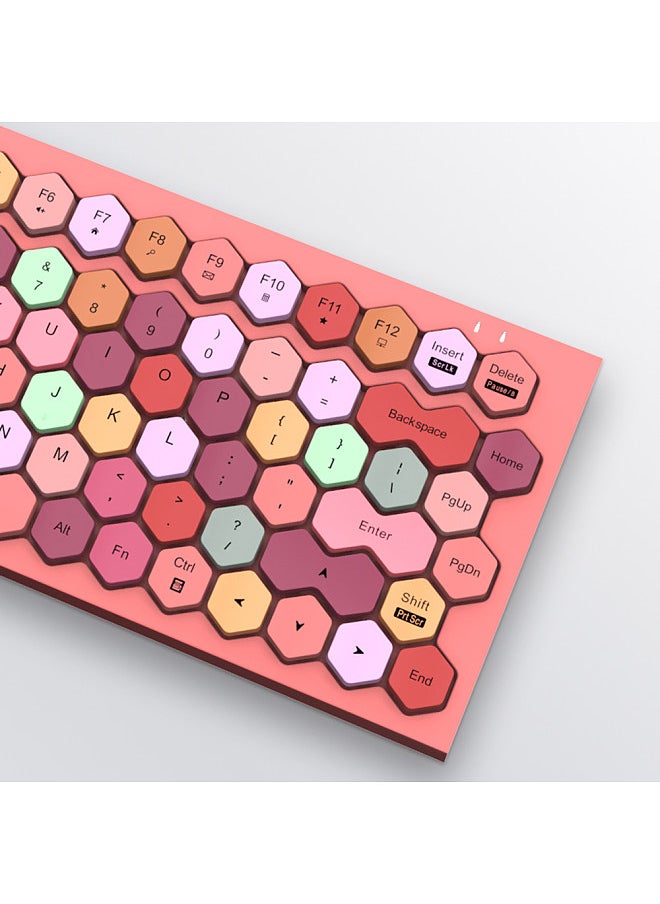 Mofii Phoneix Wireless BT Keyboard Mixed Color 83 Key Mini Portable Girls Keyboard for Phone/Tablet/Laptop Pink