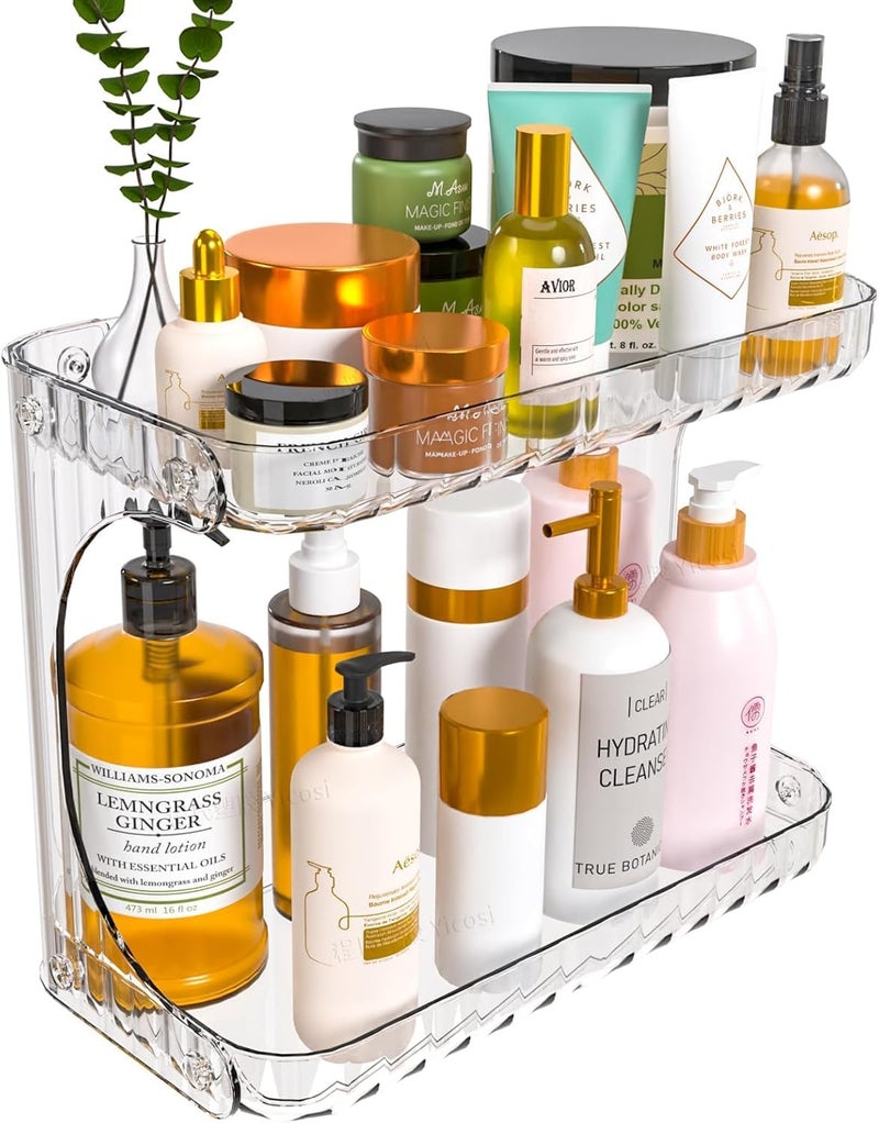 Ketumal 2-Tier Bathroom Counter Organizer,Multi-Purpose Makeup Organizer Countertop, Acrylic Cosmetic Skincare Shelf Beauty Perfume Stand for Bathroom Vanity Dresser Organizers, Kitchen Spice Rack - Image 1