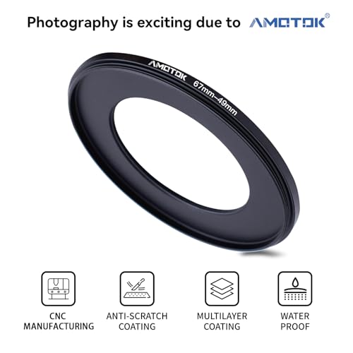 AMOTOK 67mm Lens to 49mm Camera Lens Adapter,67mm-49mm Filter Step-Down Ring,Compatible All 49mm Filter Accessory.Made from CNC Machined - Image 2