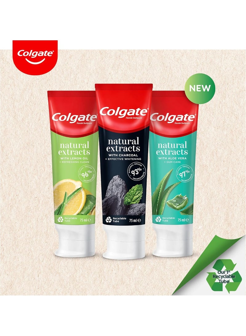 كولجيت معجون أسنان كولجيت بمستخلصات طبيعية مع الفحم 75 مل تبييض فعال مع 93% من المكونات الطبيعية - Image 2