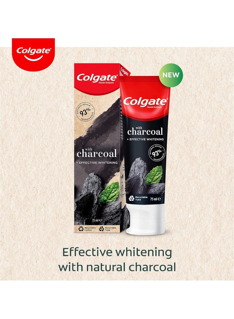 كولجيت معجون أسنان كولجيت بمستخلصات طبيعية مع الفحم 75 مل تبييض فعال مع 93% من المكونات الطبيعية - Image 3