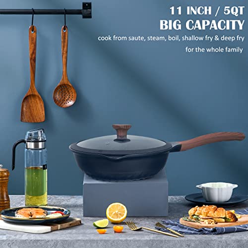 Vinchef Nonstick Deep Frying Pan Skillet with Lid, 11in/5Qt Saute Pan, German 3C+ Ceramic Coating Technology, Heat Indicator, Induction Compatible - Image 5
