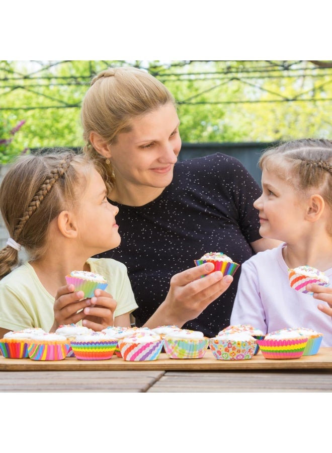 هابي هوم 600 قطعة بطانات كب كيك صغيرة للخبز، بطانات مافن ملونة، امنة غذائيا ومقاومة للدهون، اكواب خبز - الوان متنوعة زاهية لاكواب الحلوى وكرات الكيك - Image 4