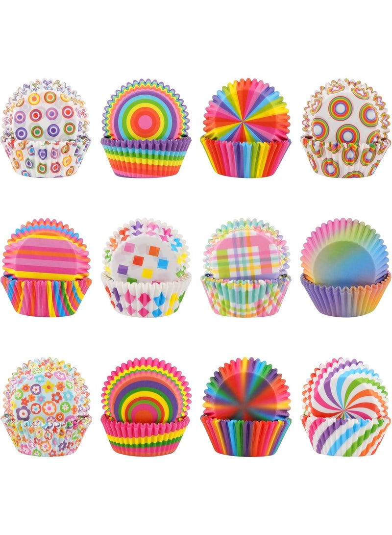 هابي هوم 600 قطعة بطانات كب كيك صغيرة للخبز، بطانات مافن ملونة، امنة غذائيا ومقاومة للدهون، اكواب خبز - الوان متنوعة زاهية لاكواب الحلوى وكرات الكيك - Image 1