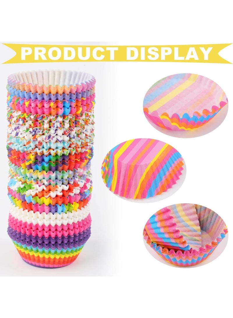 هابي هوم 600 قطعة بطانات كب كيك صغيرة للخبز، بطانات مافن ملونة، امنة غذائيا ومقاومة للدهون، اكواب خبز - الوان متنوعة زاهية لاكواب الحلوى وكرات الكيك - Image 2