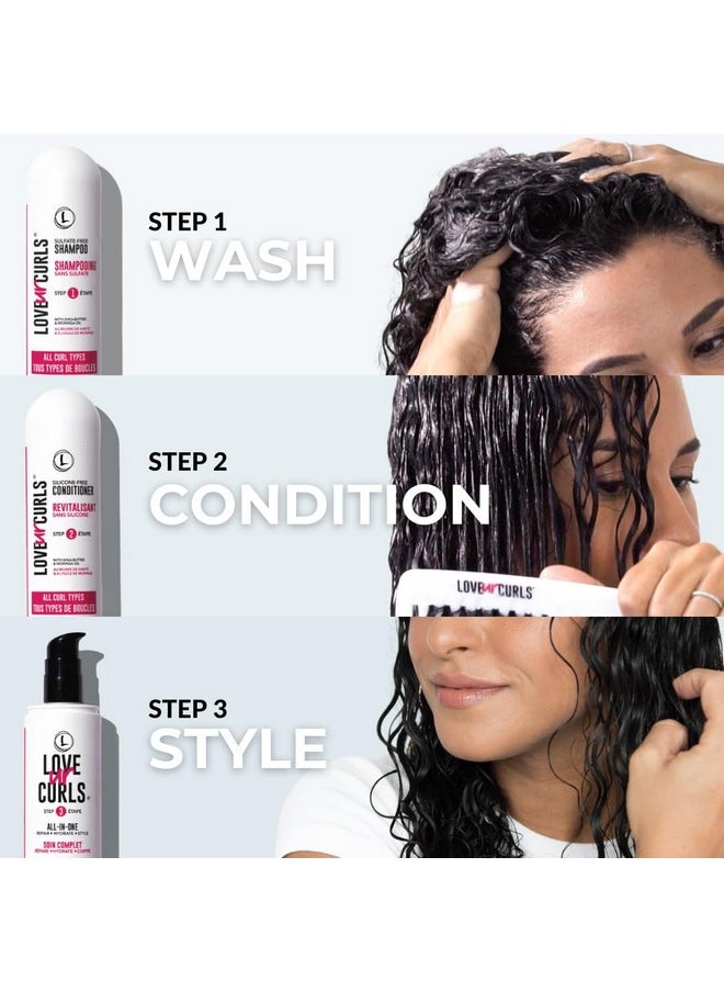 Love Ur Curls - Love Ur Curls Shampoo & Conditioner Set with All in One Curl Cream Styler for Curly Hair, 3 Step System to Repair and Moisturizing - Image 1