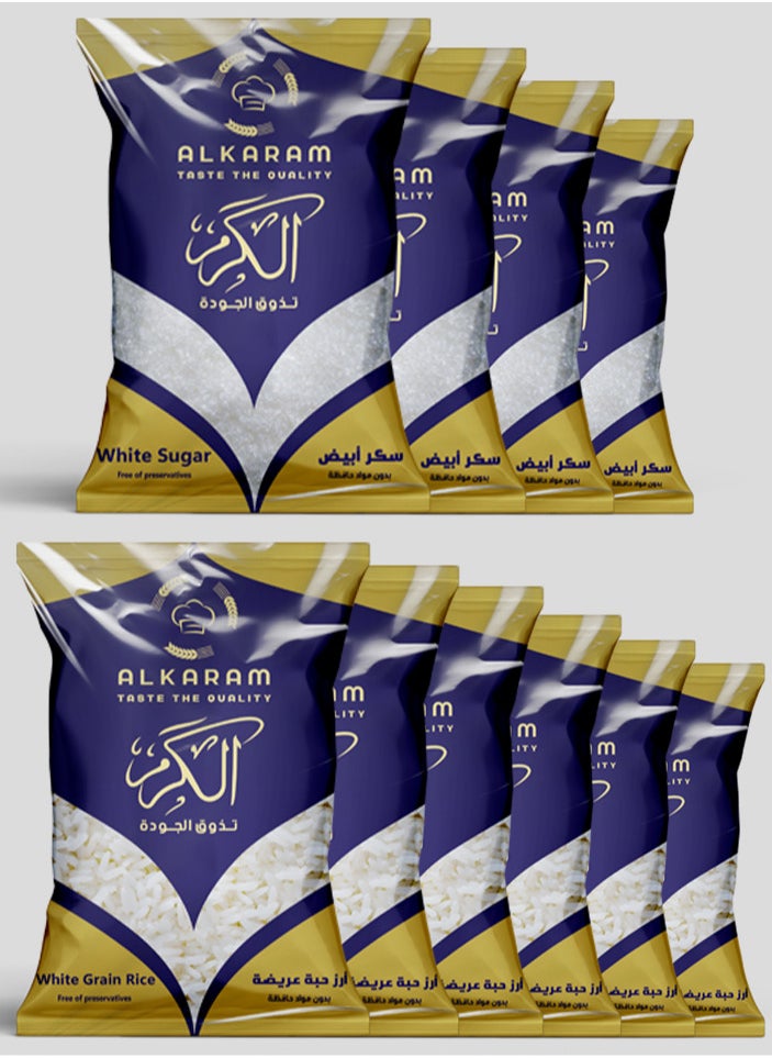 ALKARAM Al Karam white sugar 4kg + white rice 6kg 
