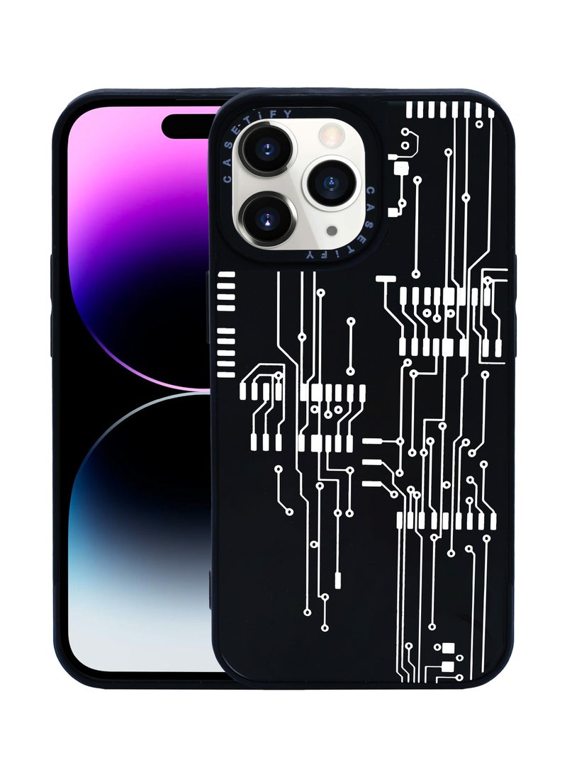 OLYNO TechVisage Circuit Board Design iPhone 11 Pro Max Back Case Stylish Durable Modern Protective Cover  - Image 1